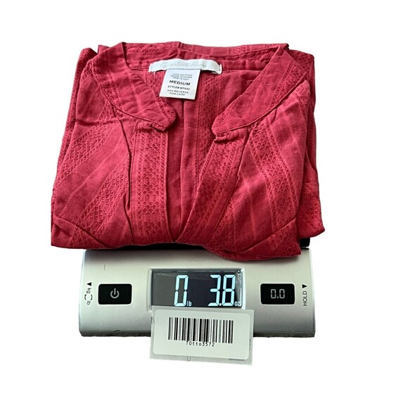 Charlotte Russe Womens Shirt Dress Red Medium Woven Cotton Cap Sleeve Vneck - Picture 7 of 7